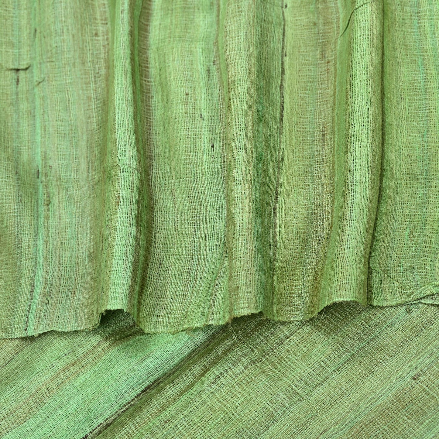 Indian Vintage Green Dupatta Long Stole 100% Pure Khadi Silk Hand Woven Scarves Veil Scarf Wrap Hippie Fringes