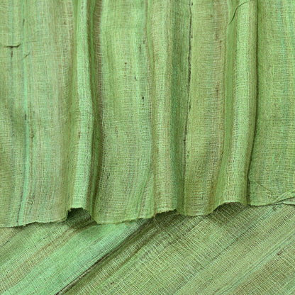 Indian Vintage Green Dupatta Long Stole 100% Pure Khadi Silk Hand Woven Scarves Veil Scarf Wrap Hippie Fringes