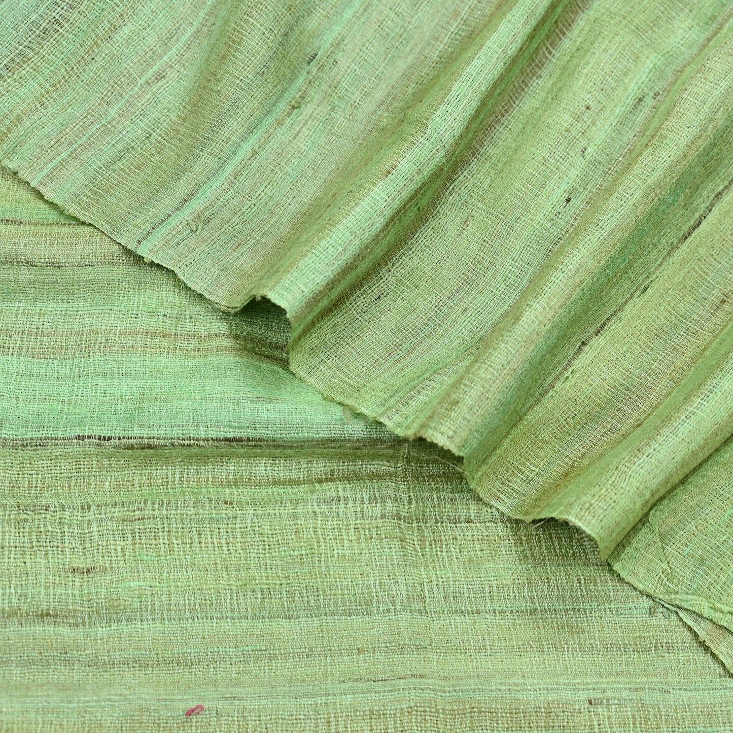 Indian Vintage Green Dupatta Long Stole 100% Pure Khadi Silk Hand Woven Scarves Veil Scarf Wrap Hippie Fringes