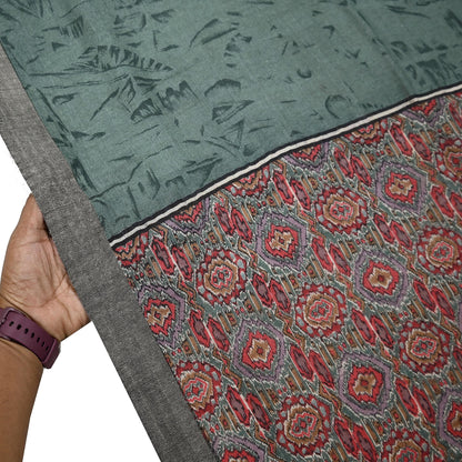 Vintage Green Long Stole Pure Woolen Scarf Printed Dupatta Infinity Scarves Sarong Wrap Veil Woman Hijab Shawl Craft Fabric