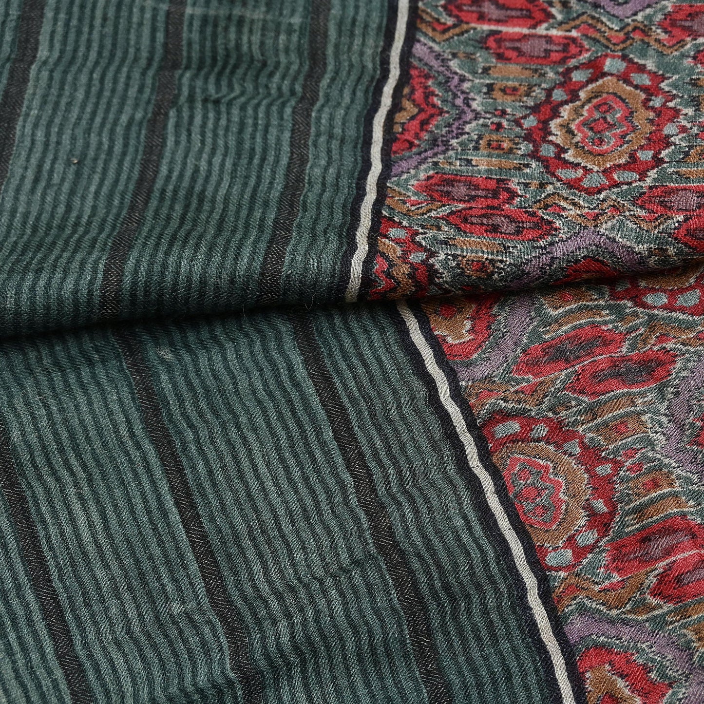 Vintage Green Long Stole Pure Woolen Scarf Printed Dupatta Infinity Scarves Sarong Wrap Veil Woman Hijab Shawl Craft Fabric