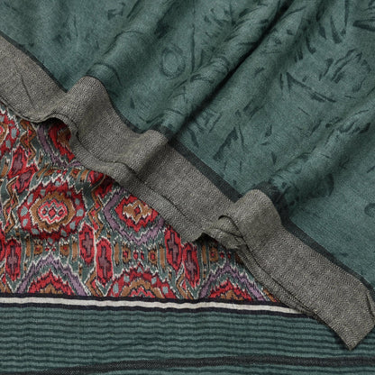 Vintage Green Long Stole Pure Woolen Scarf Printed Dupatta Infinity Scarves Sarong Wrap Veil Woman Hijab Shawl Craft Fabric