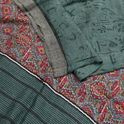 Vintage Green Long Stole Pure Woolen Scarf Printed Dupatta Infinity Scarves Sarong Wrap Veil Woman Hijab Shawl Craft Fabric