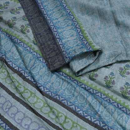 Indian Vintage Gray Long Stole Pure Woolen Scarf Dupatta Infinity Scarves Printed Sarong Wrap Craft Fabric Veil Hijab Shawl