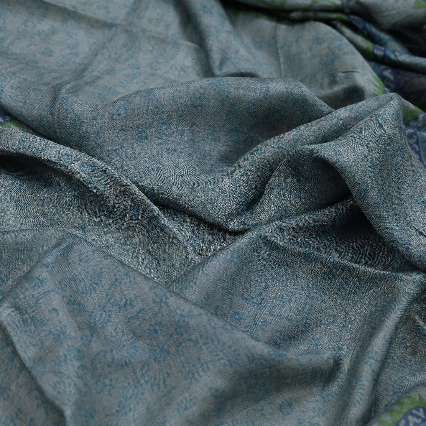 Indian Vintage Gray Long Stole Pure Woolen Scarf Dupatta Infinity Scarves Printed Sarong Wrap Craft Fabric Veil Hijab Shawl