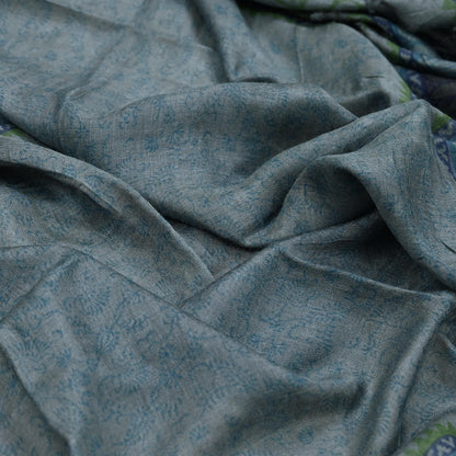 Indian Vintage Gray Long Stole Pure Woolen Scarf Dupatta Infinity Scarves Printed Sarong Wrap Craft Fabric Veil Hijab Shawl