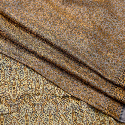 Indian Vintage Sari Dusty Purple Heavy Pure Satin Silk Hand Woven Tanchoi Sarees Ethnic Wear 5Yd Paisley Craft Fabric Dress Making Crafting