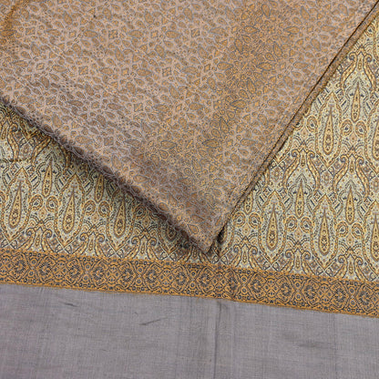 Indian Vintage Sari Dusty Purple Heavy Pure Satin Silk Hand Woven Tanchoi Sarees Ethnic Wear 5Yd Paisley Craft Fabric Dress Making Crafting