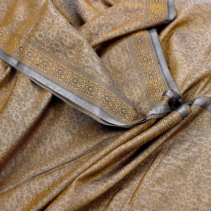 Indian Vintage Sari Dusty Purple Heavy Pure Satin Silk Hand Woven Tanchoi Sarees Ethnic Wear 5Yd Paisley Craft Fabric Dress Making Crafting