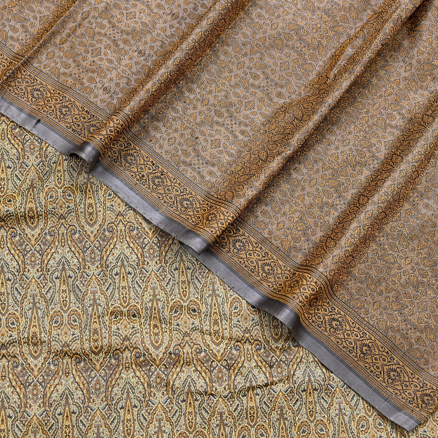 Indian Vintage Sari Dusty Purple Heavy Pure Satin Silk Hand Woven Tanchoi Sarees Ethnic Wear 5Yd Paisley Craft Fabric Dress Making Crafting