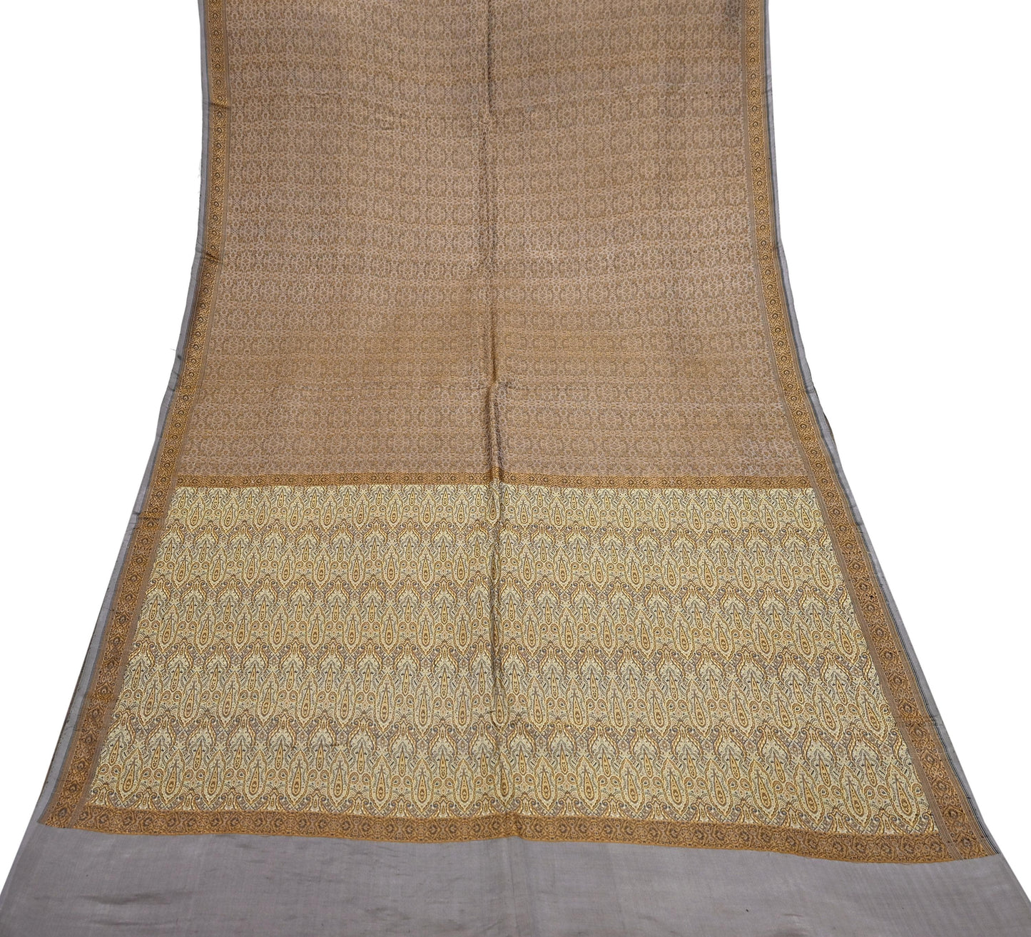 Indian Vintage Sari Dusty Purple Heavy Pure Satin Silk Hand Woven Tanchoi Sarees Ethnic Wear 5Yd Paisley Craft Fabric Dress Making Crafting