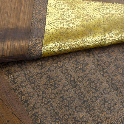 Indian Vintage Sari Dusty Purple Heavy Pure Satin Silk Hand Woven Tanchoi Sarees Ethnic Wear 5Yd Paisley Craft Fabric Dress Making Crafting