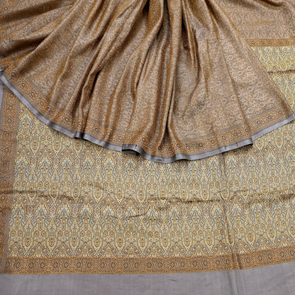 Indian Vintage Sari Dusty Purple Heavy Pure Satin Silk Hand Woven Tanchoi Sarees Ethnic Wear 5Yd Paisley Craft Fabric Dress Making Crafting