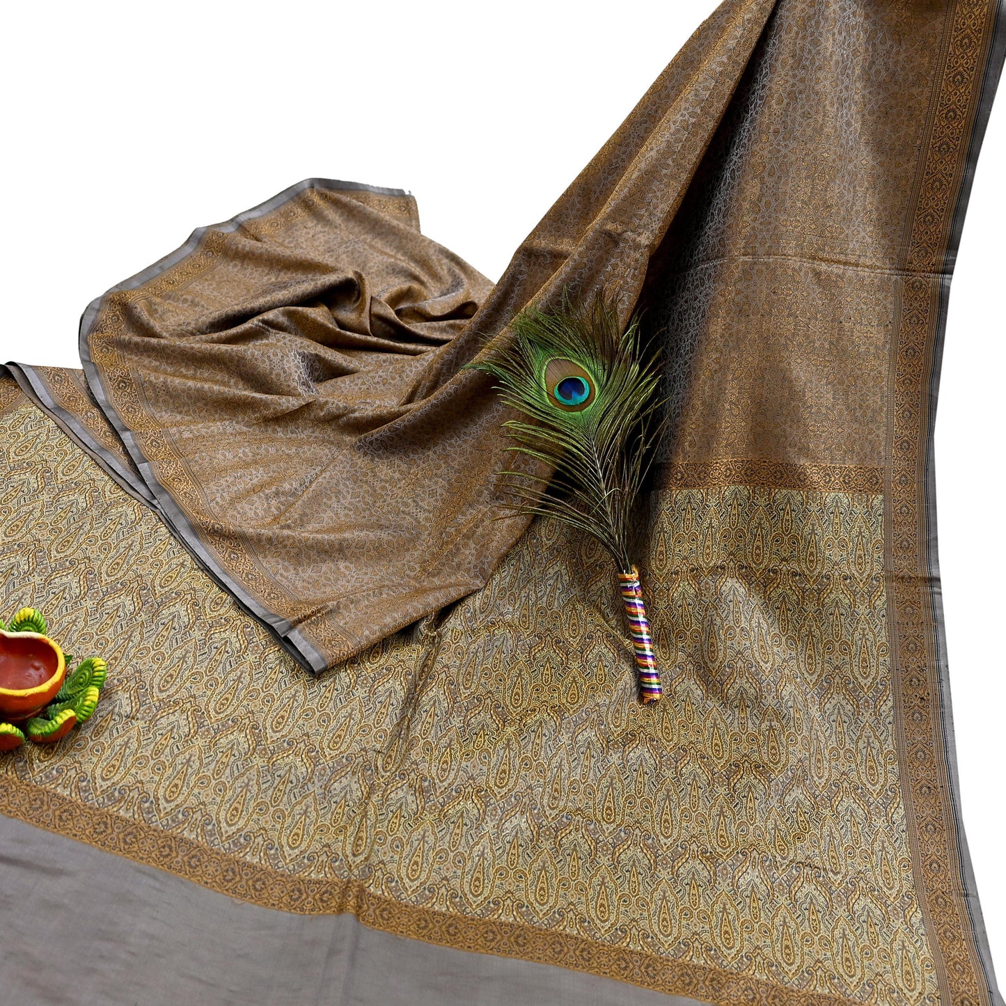 Indian Vintage Sari Dusty Purple Heavy Pure Satin Silk Hand Woven Tanchoi Sarees Ethnic Wear 5Yd Paisley Craft Fabric Dress Making Crafting