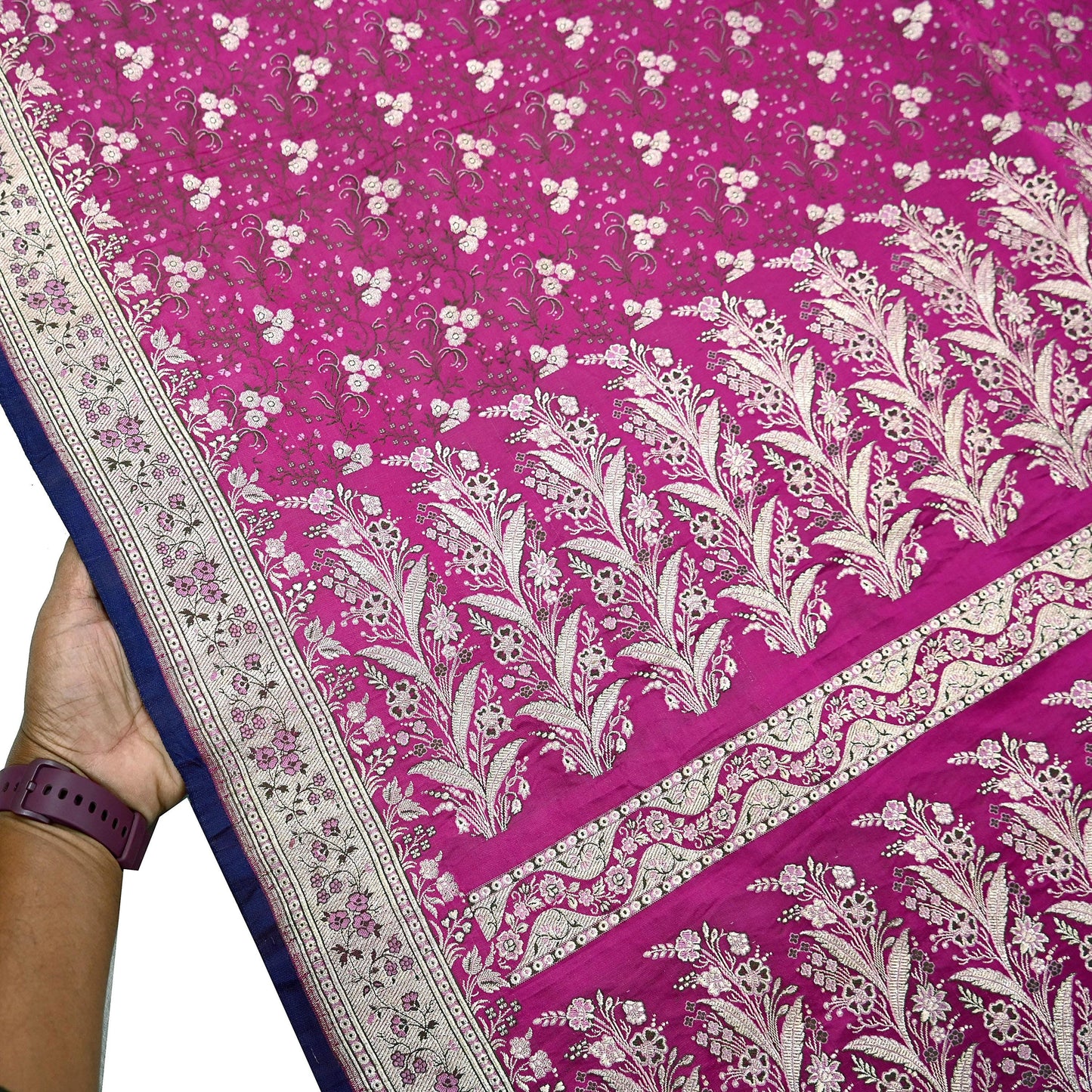 Indian Vintage Sari Magenta Heavy Pure Satin Silk Woven Banarasi Brocade Saree Zari 5Yd Ethnic Dress making Crafting Bollywood