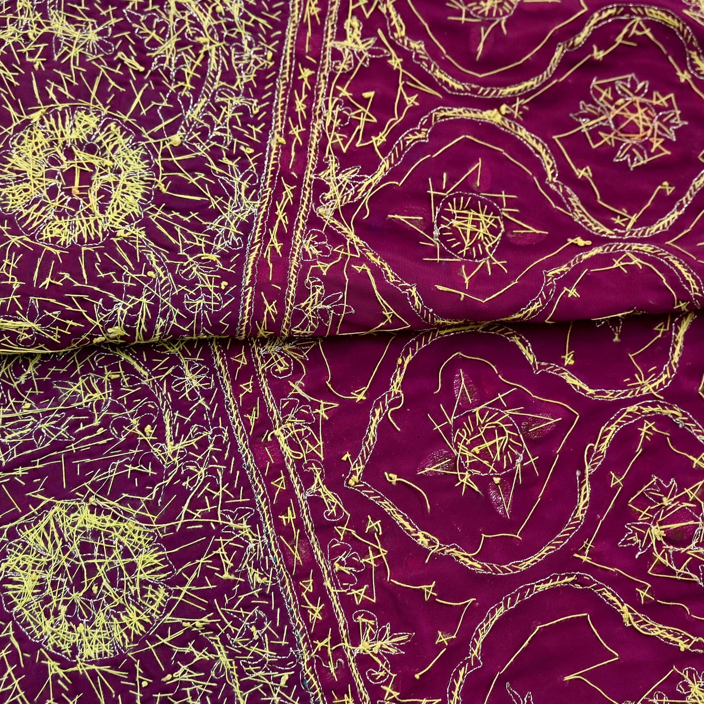 Indian Vintage Heavy Maroon Dupatta Pure Crepe Silk Long Stole Hand Embroidered Scarves Dabka Zardozi Zari Scarves Wedding/ Bridal Veil