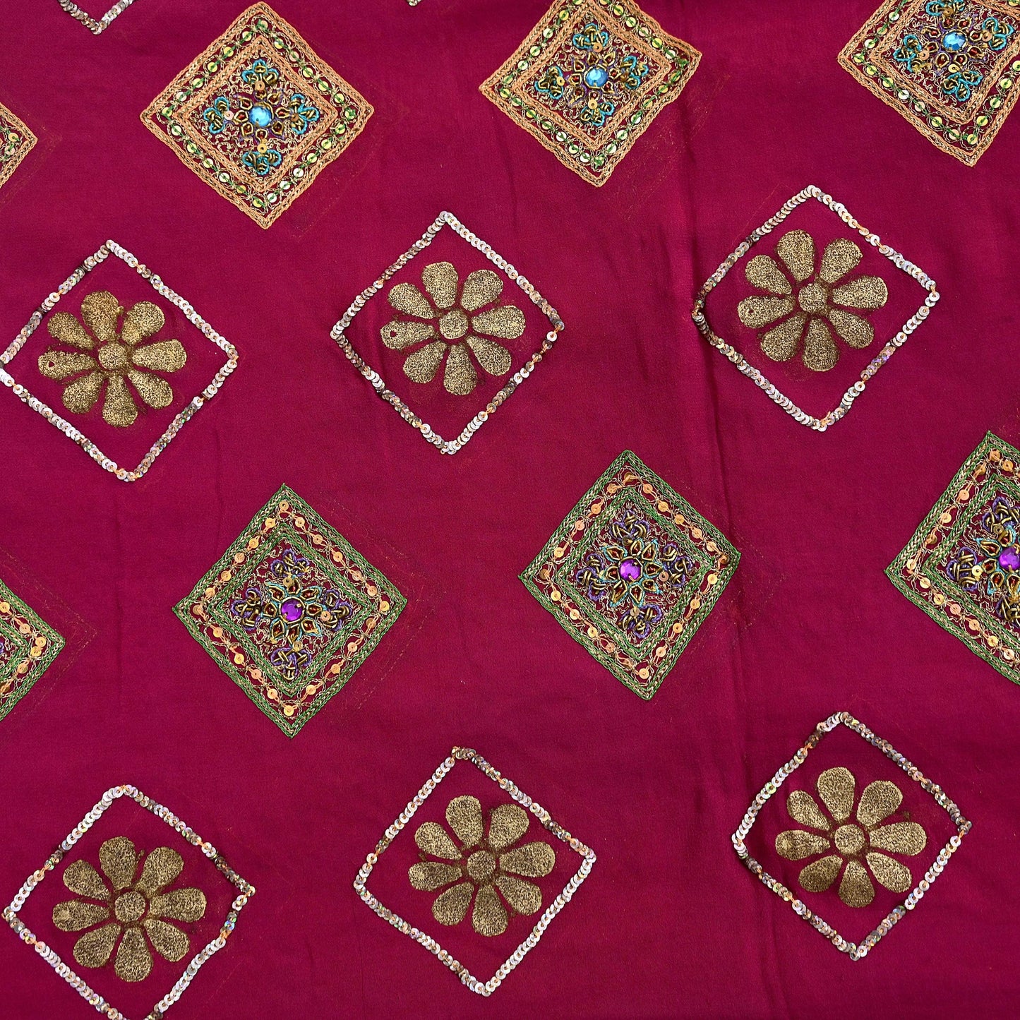 Indian Vintage Heavy Bridal Dupatta Pink Pure Georgette Silk Long Stole Hand Embroidered Scarf Zardozi/Dabka Zari Wedding/Party Dupatta