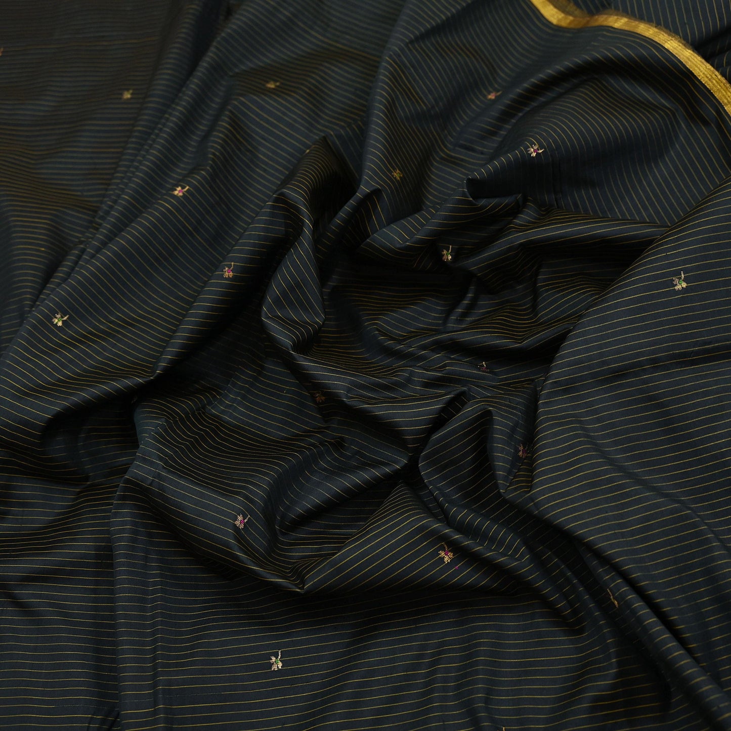 Indian Vintage Sari Pink & Black Mysore Silk Hand Woven Saree with Zari Border 5 Yards Soft Craft Fabric Upcycle, Quilting, Dressmaking