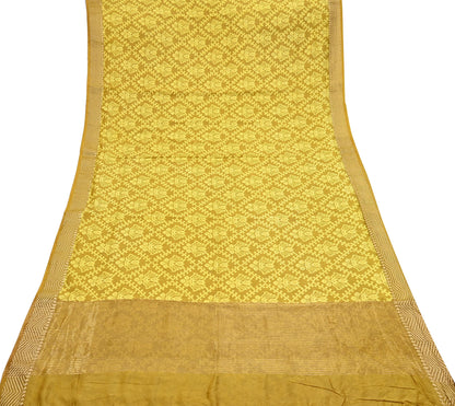 Indian Vintage Sari chanderi Silk Bagru Printed Saree 5Yd Fabric Floral Soft Zari Border Ethnic Upcycle Crafting Dress making