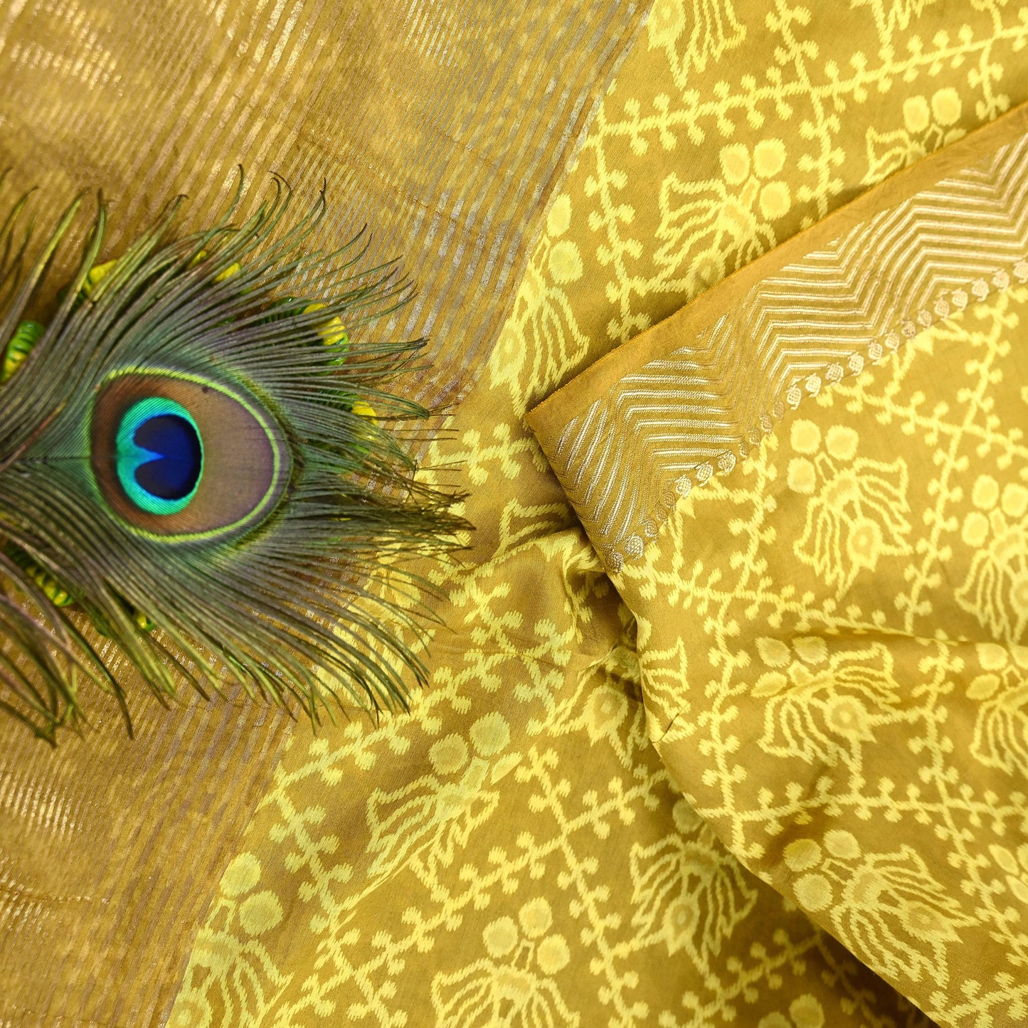 Indian Vintage Sari chanderi Silk Bagru Printed Saree 5Yd Fabric Floral Soft Zari Border Ethnic Upcycle Crafting Dress making