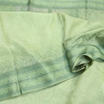 Indian Vintage Sari Green Pure Silk Printed Sarees 5yd Sewing Craft Fabric Dress Making  Soft Floral Wrap Upcycle Used Quilting Crafting