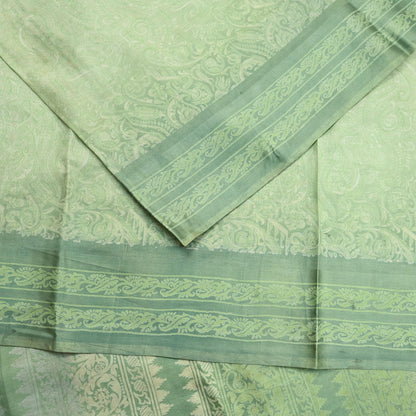 Indian Vintage Sari Green Pure Silk Printed Sarees 5yd Sewing Craft Fabric Dress Making  Soft Floral Wrap Upcycle Used Quilting Crafting