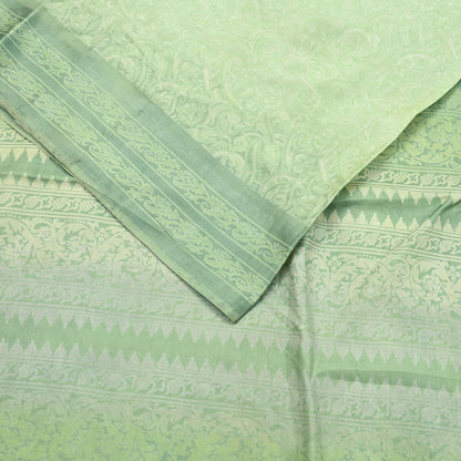 Indian Vintage Sari Green Pure Silk Printed Sarees 5yd Sewing Craft Fabric Dress Making  Soft Floral Wrap Upcycle Used Quilting Crafting