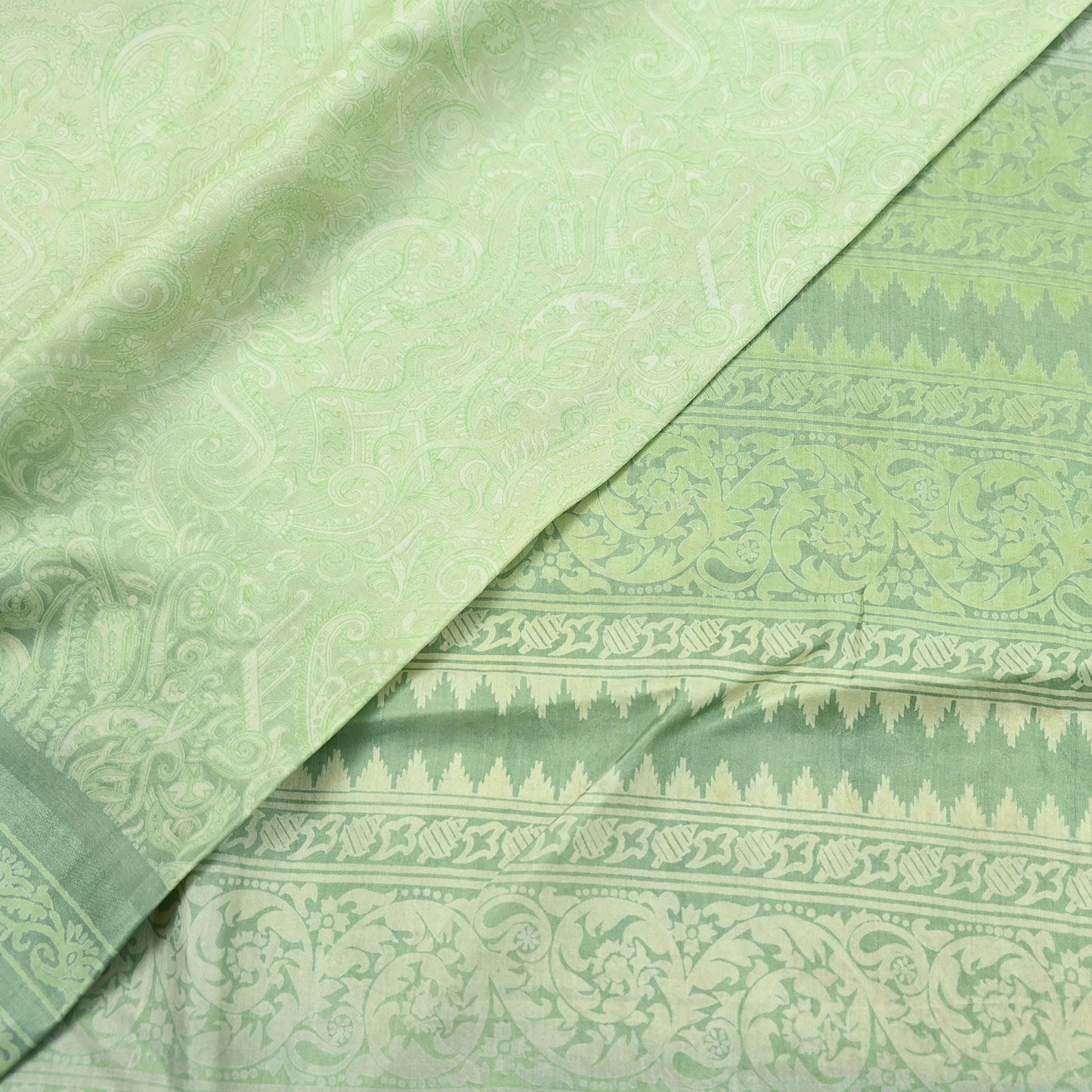 Indian Vintage Sari Green Pure Silk Printed Sarees 5yd Sewing Craft Fabric Dress Making  Soft Floral Wrap Upcycle Used Quilting Crafting