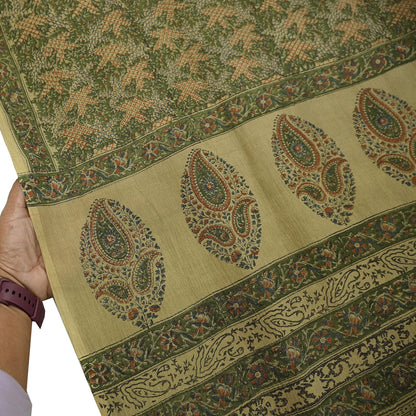 Indian Vintage Sari Green Pure Silk Printed Sarees 5yd Sewing Craft Fabric Dress Making  Soft Floral Wrap Upcycle Used Quilting Crafting