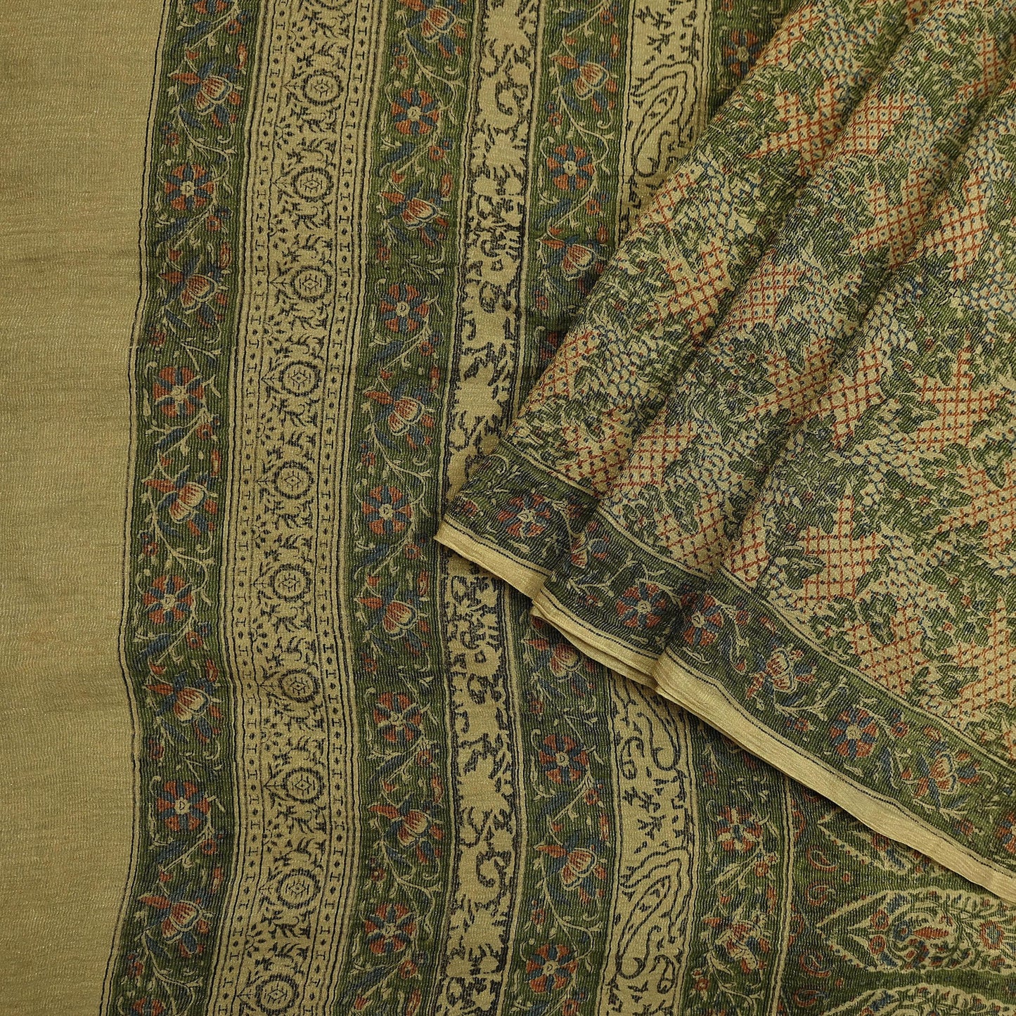 Indian Vintage Sari Green Pure Silk Printed Sarees 5yd Sewing Craft Fabric Dress Making  Soft Floral Wrap Upcycle Used Quilting Crafting