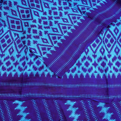 Indian Vintage Sari Blue & Green Pure Silk Printed Saree Fabric 5yard Sewing Craft Fabric DressMaking Wrap Floral