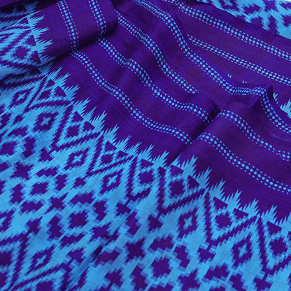 Indian Vintage Sari Blue & Green Pure Silk Printed Saree Fabric 5yard Sewing Craft Fabric DressMaking Wrap Floral