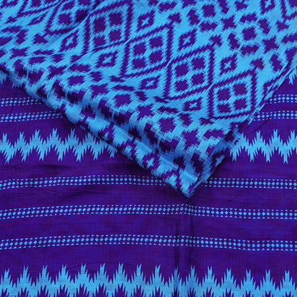 Indian Vintage Sari Blue & Green Pure Silk Printed Saree Fabric 5yard Sewing Craft Fabric DressMaking Wrap Floral