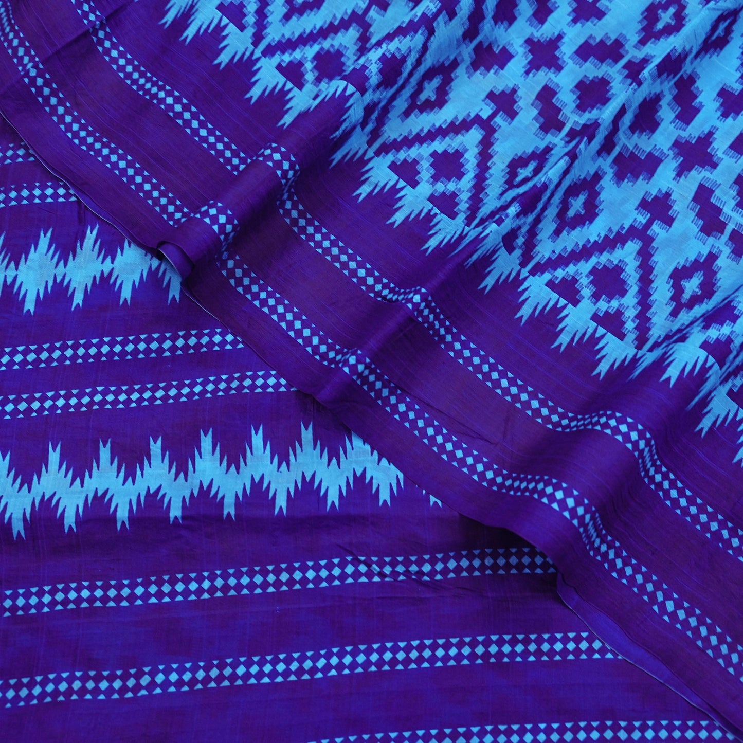 Indian Vintage Sari Blue & Green Pure Silk Printed Saree Fabric 5yard Sewing Craft Fabric DressMaking Wrap Floral