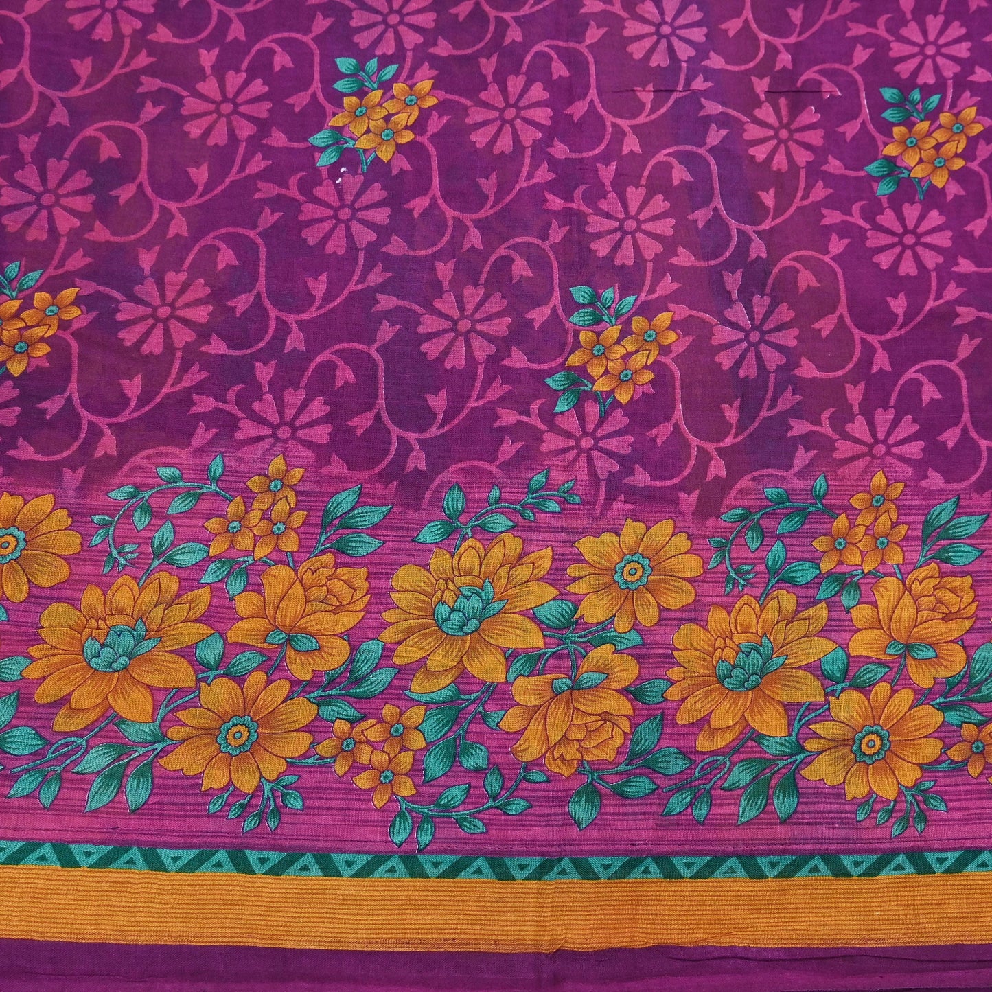 Indian Vintage Sari Purple Pure Cotton Floral Printed Saree Lightweight 5 Yard Soft Fabric Boho Craft Material Dressmaking & Quilting Cloth