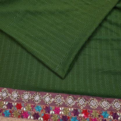 Indian Vintage Heavy Sari Green Pure Georgette Silk Hand Embroidered Sarees Craft Fabric 5Yd Sewing Ethnic Bollywood saree Dress making