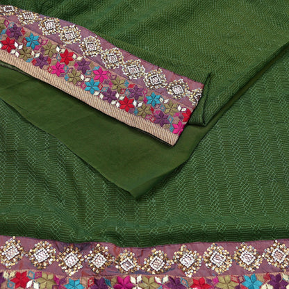 Indian Vintage Heavy Sari Green Pure Georgette Silk Hand Embroidered Sarees Craft Fabric 5Yd Sewing Ethnic Bollywood saree Dress making