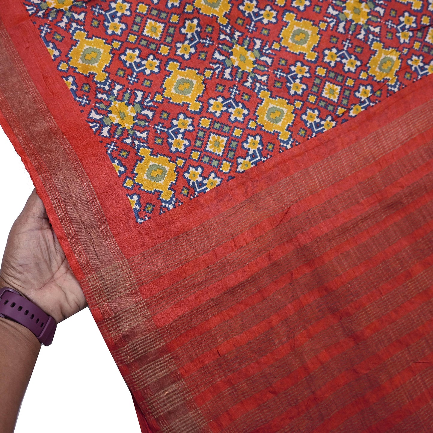 Indian Vintage Heavy Sari Red Pure Khadi Silk Handloom Saree Craft Fabric 5yd Ethnic Wear Dress making For Crafting Quilting Sewing