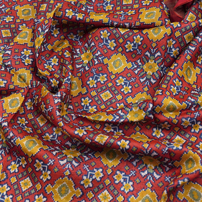 Indian Vintage Heavy Sari Red Pure Khadi Silk Handloom Saree Craft Fabric 5yd Ethnic Wear Dress making For Crafting Quilting Sewing