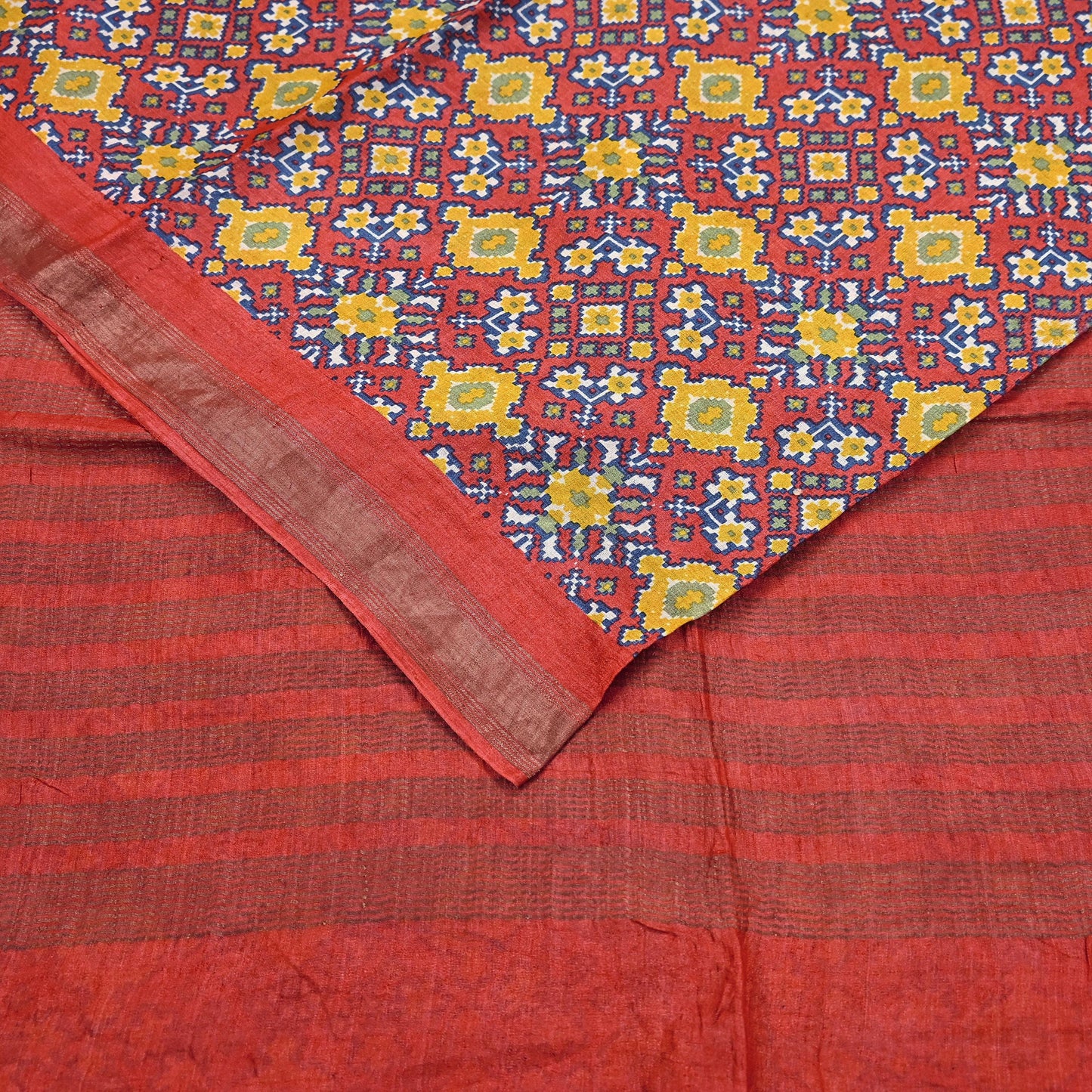 Indian Vintage Heavy Sari Red Pure Khadi Silk Handloom Saree Craft Fabric 5yd Ethnic Wear Dress making For Crafting Quilting Sewing