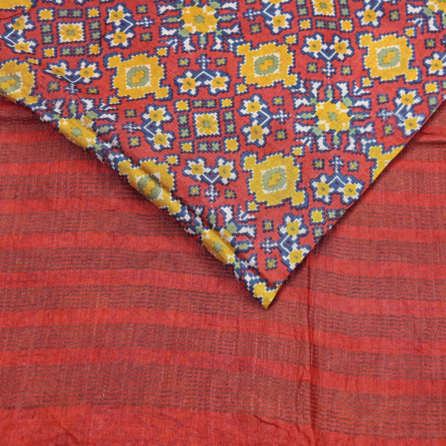 Indian Vintage Heavy Sari Red Pure Khadi Silk Handloom Saree Craft Fabric 5yd Ethnic Wear Dress making For Crafting Quilting Sewing