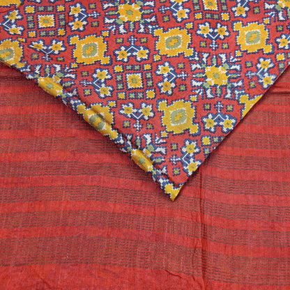 Indian Vintage Heavy Sari Red Pure Khadi Silk Handloom Saree Craft Fabric 5yd Ethnic Wear Dress making For Crafting Quilting Sewing