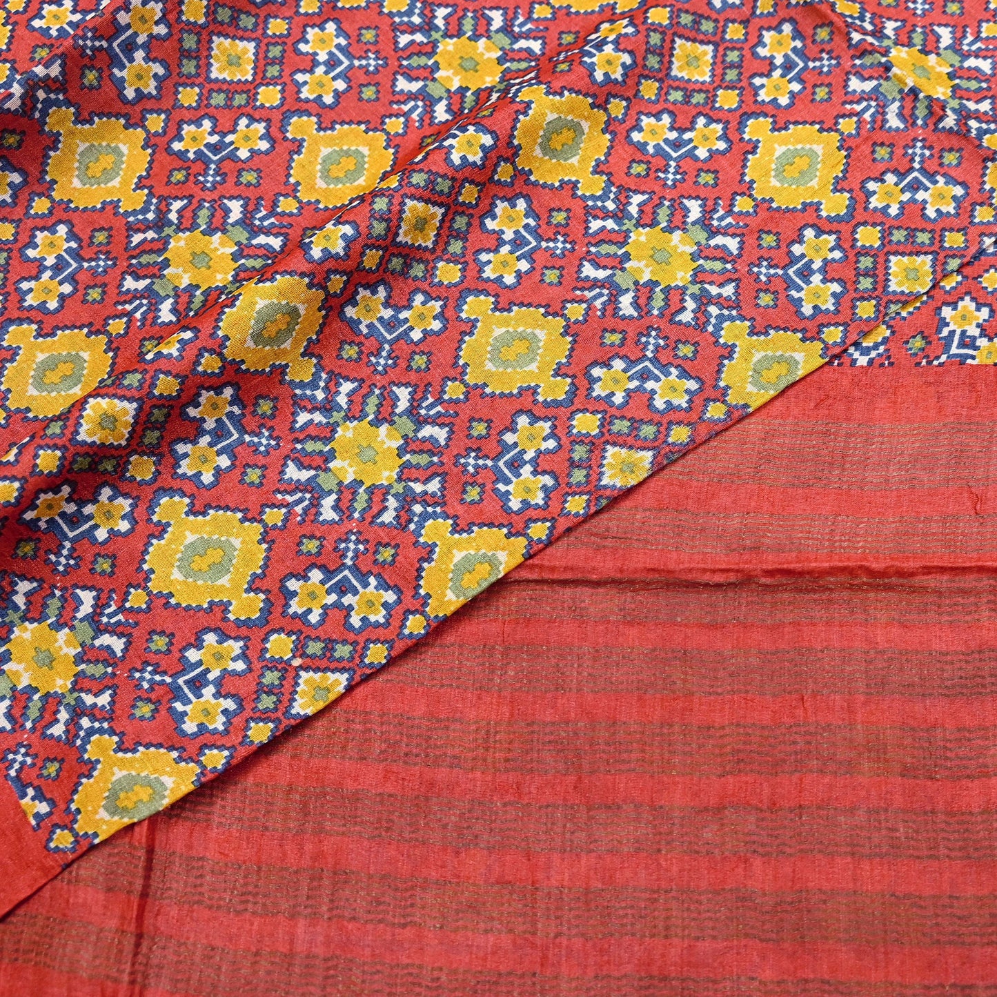 Indian Vintage Heavy Sari Red Pure Khadi Silk Handloom Saree Craft Fabric 5yd Ethnic Wear Dress making For Crafting Quilting Sewing