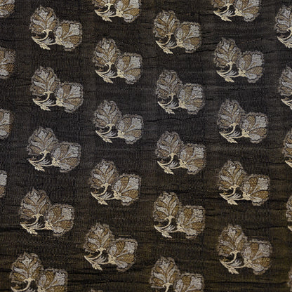 Indian Vintage Black Sarees Pure Silk Hand Woven Sari Craft Fabric 5Yd Sewing Ethnic Floral Dress Making For Crafting Quilting Upcycle