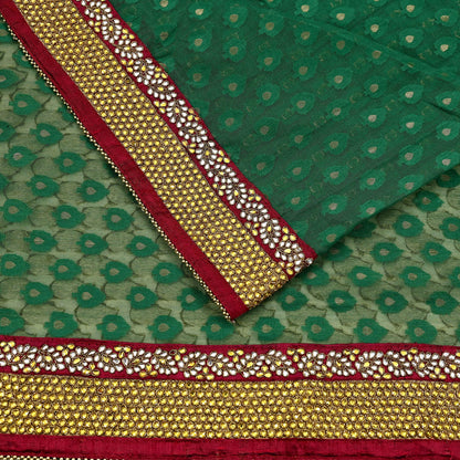 Indian Vintage Heavy Sarees Beige & Green Pure Cotton Hand Embrooidered Jamdani Sari 6yd Ethnic Floral Craft Fabric Dress making Upcycle