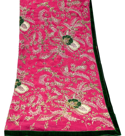 Indian Vintage Bridal Heavy Pink Dupatta American Georgette Long Stole Hand Embroidered Scarves Zari Zardozi Bollywood Wedding Veil Hijab