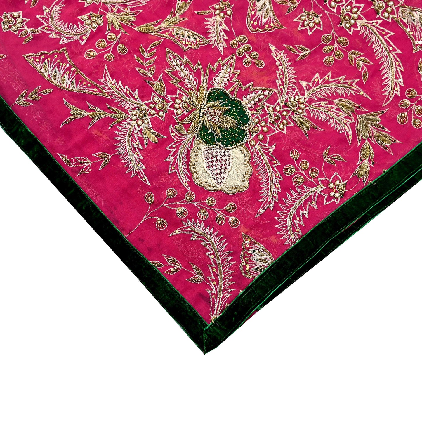 Indian Vintage Bridal Heavy Pink Dupatta American Georgette Long Stole Hand Embroidered Scarves Zari Zardozi Bollywood Wedding Veil Hijab