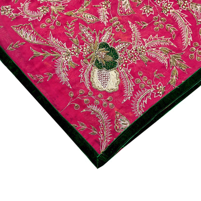 Indian Vintage Bridal Heavy Pink Dupatta American Georgette Long Stole Hand Embroidered Scarves Zari Zardozi Bollywood Wedding Veil Hijab