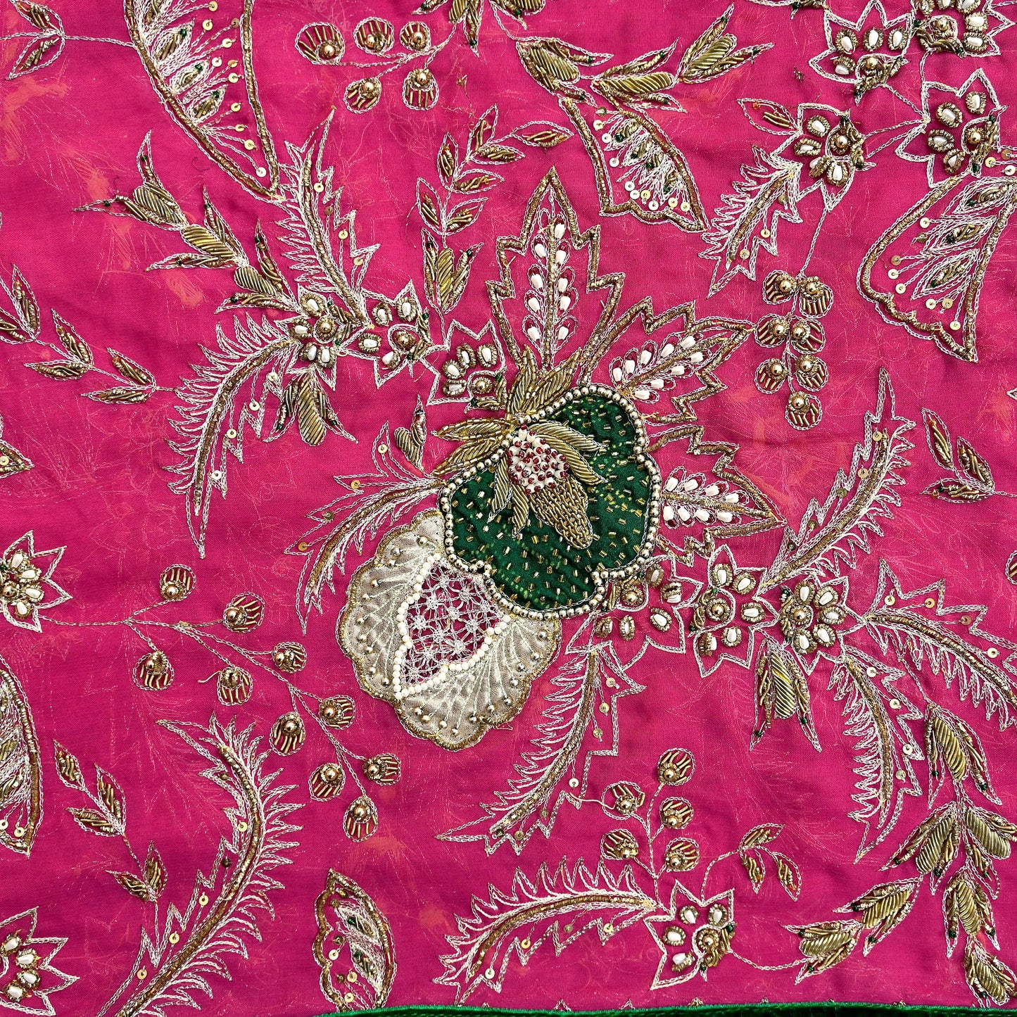 Indian Vintage Bridal Heavy Pink Dupatta American Georgette Long Stole Hand Embroidered Scarves Zari Zardozi Bollywood Wedding Veil Hijab