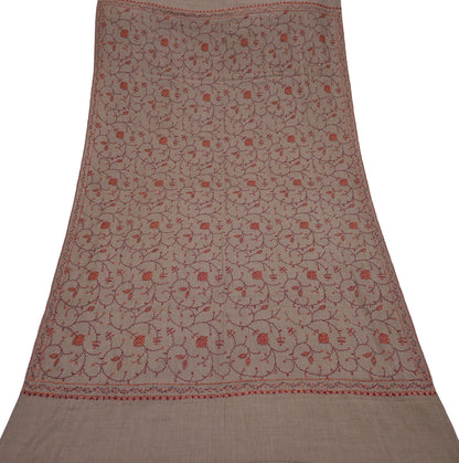 Indian Vintage Brown Shawl Pure Woolen Handmade Suzani Long Throw Stole Warm Stole Paisley Design Soft Soft Cozy